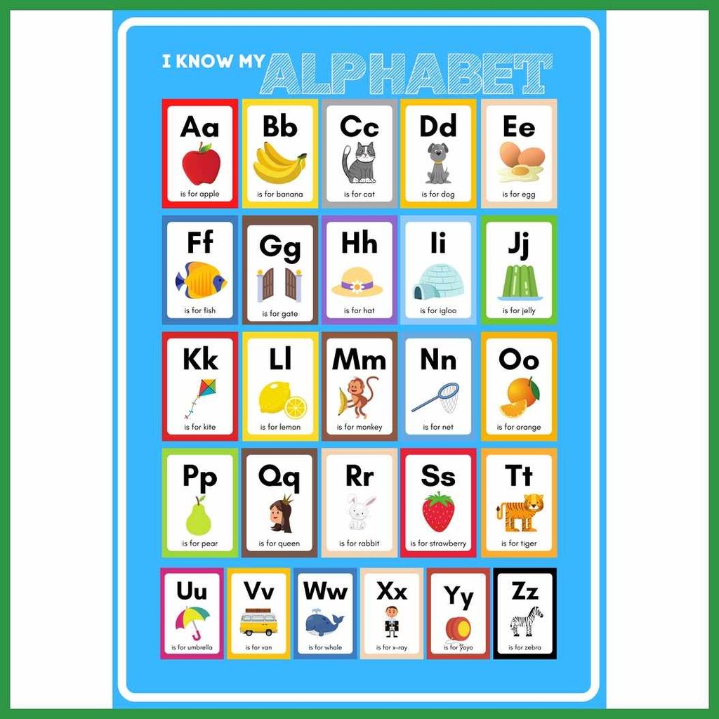 Alphabet^II)ABC#A`Chart+gE@J@Laminated+dc@A4+ht@Size | Shopee Philippines
