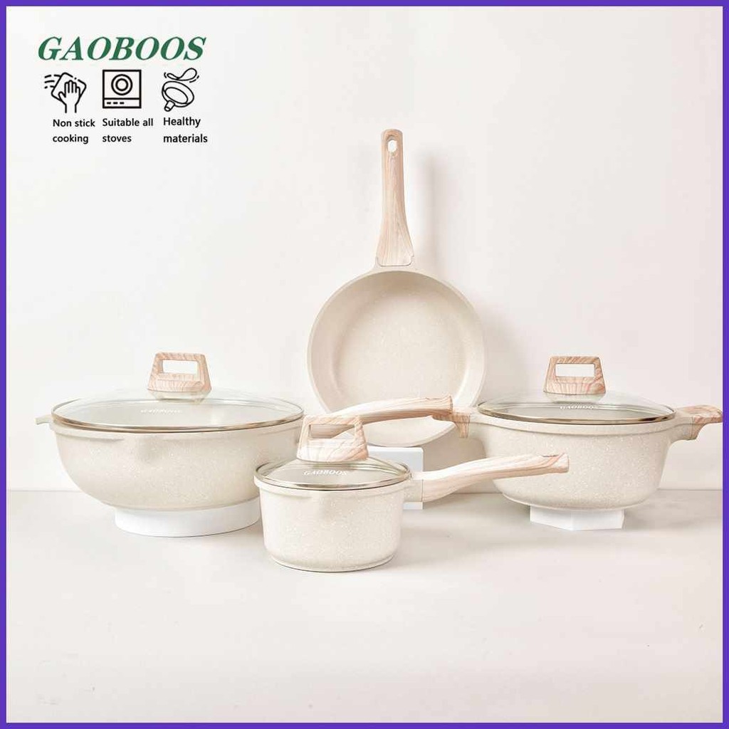 Gaoboos&uO>5PCS|fZNonPStickHFryinggPanTkitchenbcookwaren#set Kawali wok ...