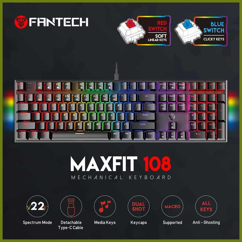 Fantech(mu/MK855#OR&MAXFIT108+u@j@T@m@N@mD Gaming Mechanical Keyboard ...