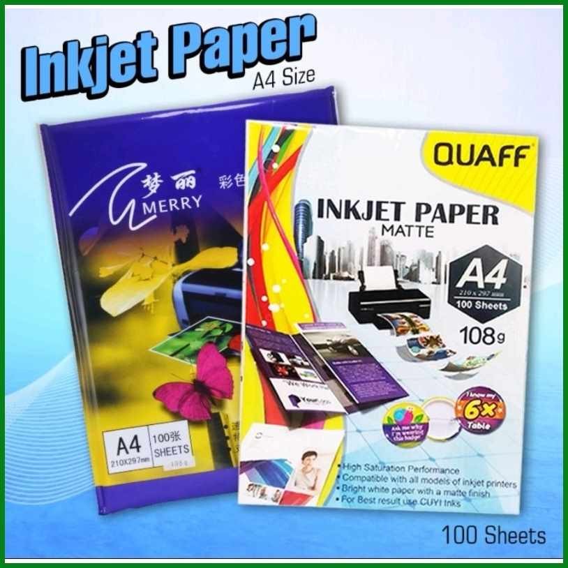 108gsm%H*Matte|IT%Inkjet@PD+Paper fD+Sk+pw+XD+if+A4 Size QUAFF & MERRY ...