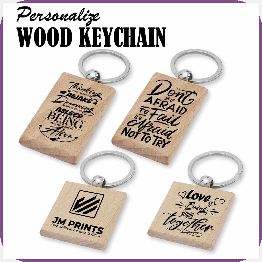 Personalized=F[Wooden?d_Keychain:wG_with:ag_Laser:IJ_Engraving | Shopee ...