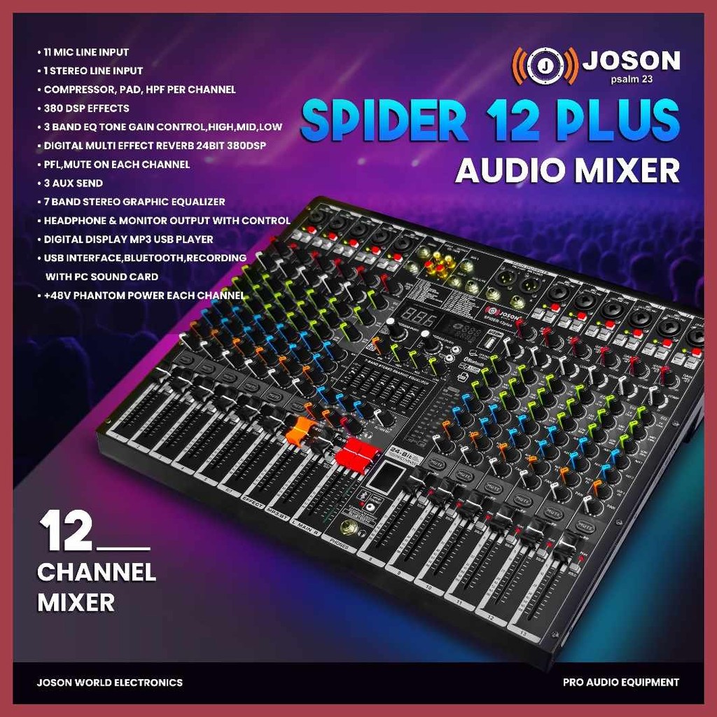 Joson@RG}SPIDER=V12-vMPLUS.JP]Professional.OB]Audio.sk]Mixer | Shopee ...