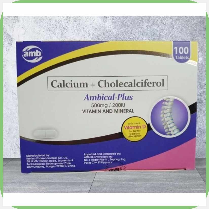 AMBICAL%N(PLUS$ui'CalciumcL+-uxCholecalciferol-og100's | Shopee Philippines