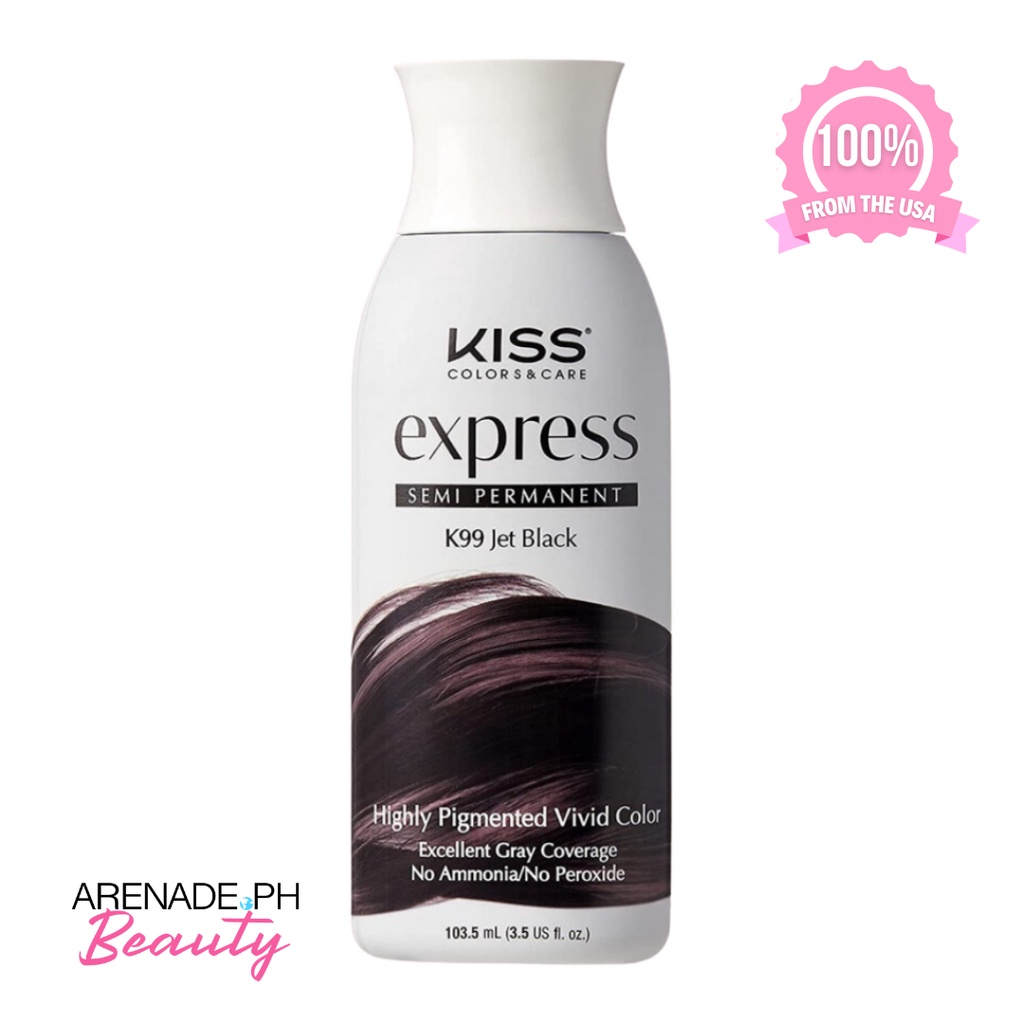 Kiss Color & Care Express Semi-Permanent Hair Color K99, Jet Black, 3.5 ...