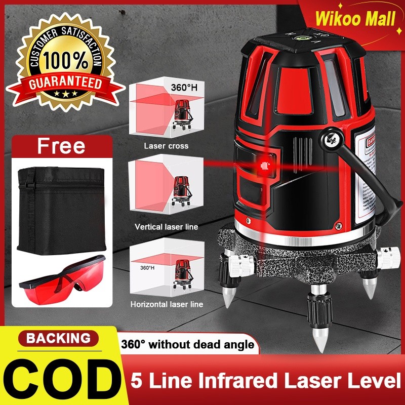 5Q*Line:X;Red Beam Infrared Laser Level Meter Self-leveling Level/Z ...