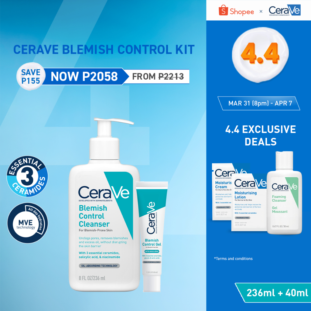 CeraVe Blemish Control Kit | Blemish Control Cleanser (236ml) with ...