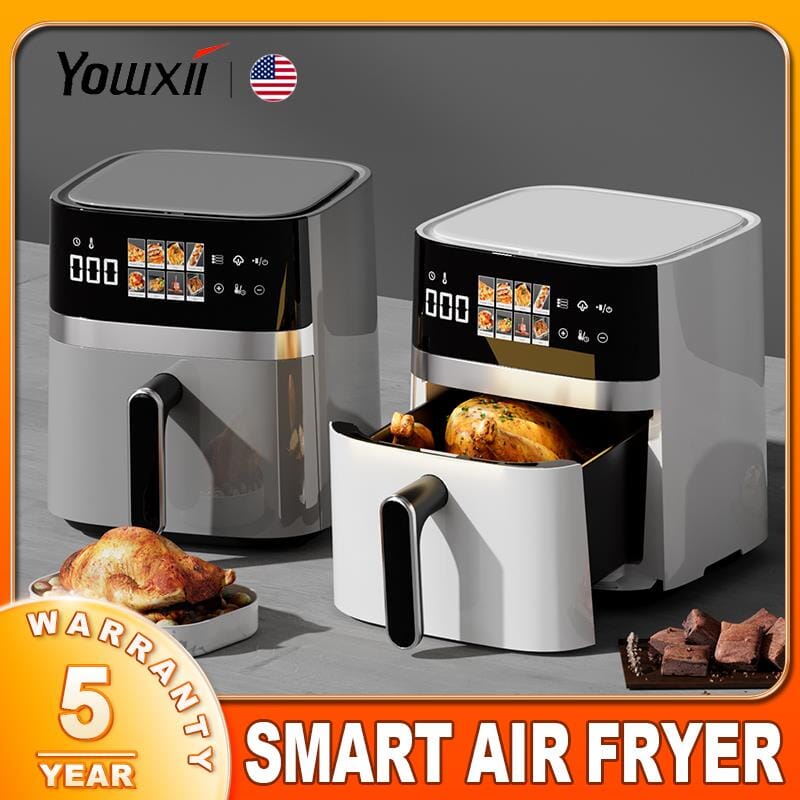 4.5L 6L Smart Electric Air Fryers Large Capacity Automatic Household Multi  360°Baking LED Touchscreen Deep Fryer Without Oil