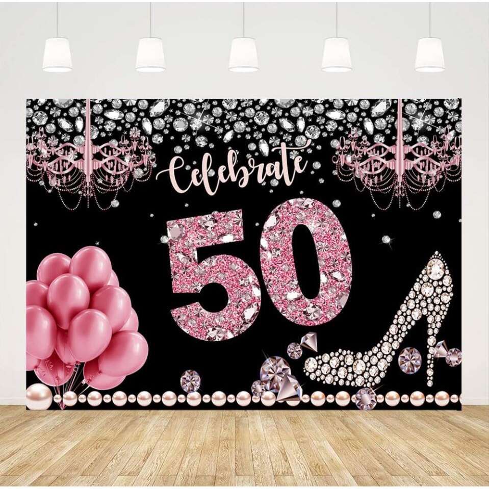 7x5ft Happy 50th Birthday Backdrop for Women Rose Gold Fabulous and ...