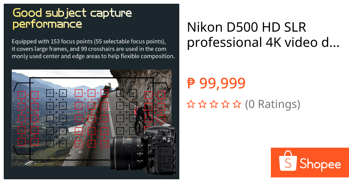 Nikon D500 HD SLR professional 4K video dual card slot digital camera optional AF-S DX NIKKOR 1 0DP | Shopee Philippines