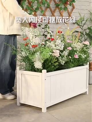 Senlile Outdoor Antiseptic Wood Flower Box Courtyard Rectangular ...