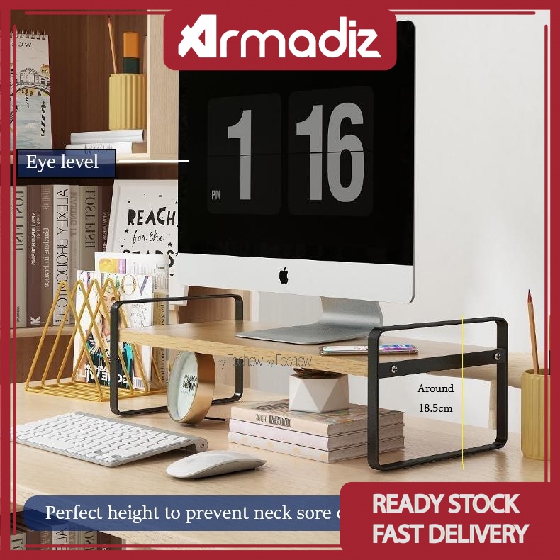 AMZ Wooden Steel Monitor Riser Monitor Stand Eye Level Screen Rise with ...