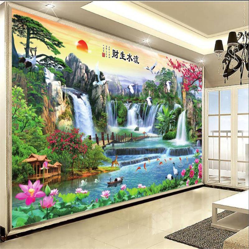 Custom Natural Scenery Waterfall Flowing Water to Make Money 3d ...