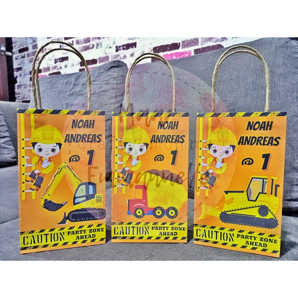 Loot Bags Construction Theme(Costumized/Personalized Birthday Paper