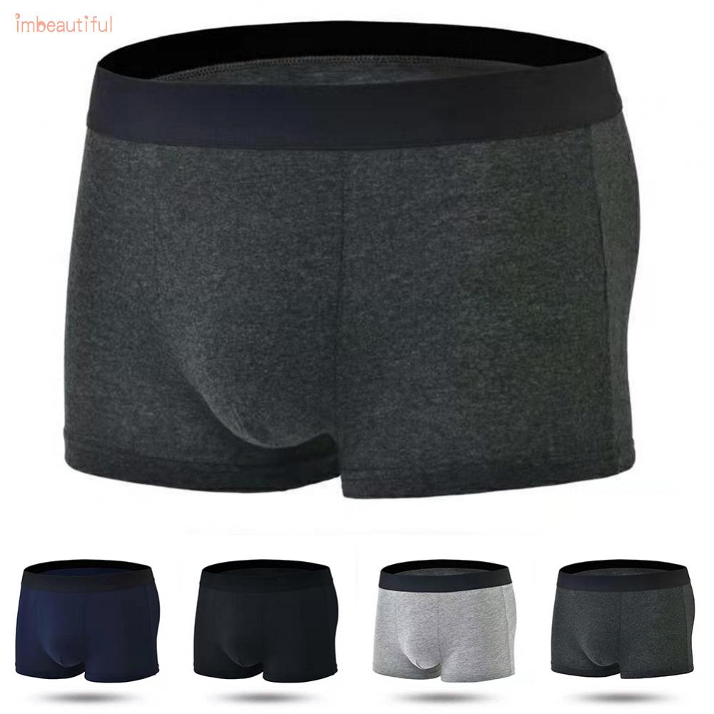 Men Shorts Black Solid Boxer Waist Soft Breathable Briefs Casual Comfy ...