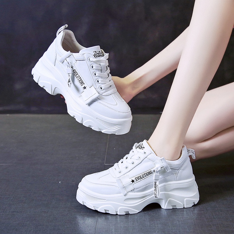 Korean rubber shoes for women white sneakers thick bottom | Shopee ...