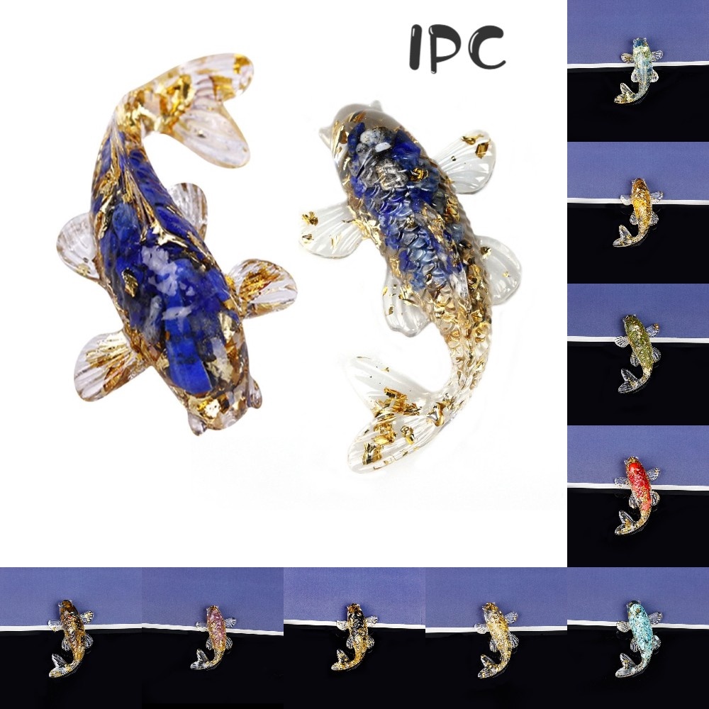 Natural Quartz Crystals Gravel Drop Glue Fish Shape Lucky Ornaments ...