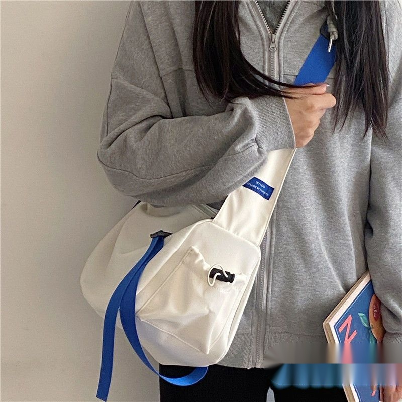 【COIN】Klein Blue Japanese Style Harajuku Plaid Large Capacity Messenger Bag Men's Korean Style