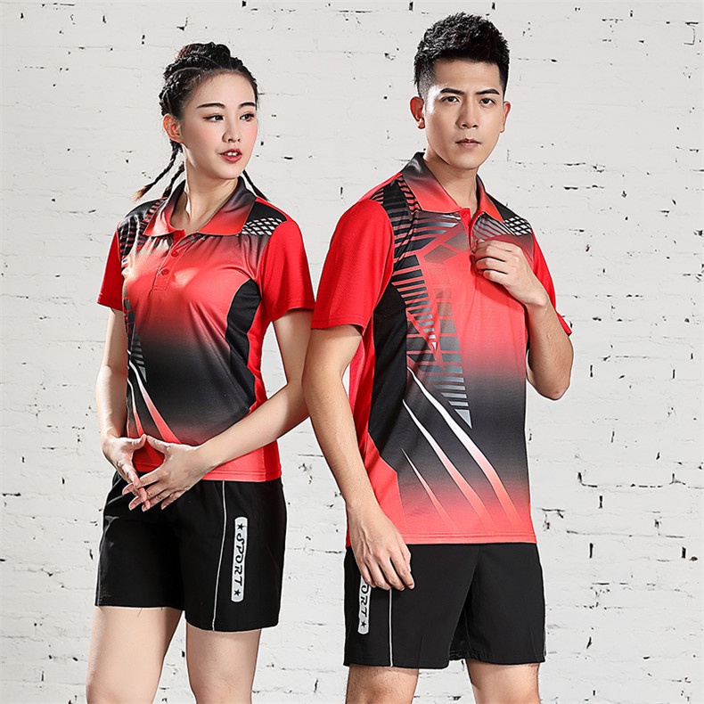 Quick Drying Badminton Clothing Mens And Womens Summer Lapel Short Sleeved Table Tennis