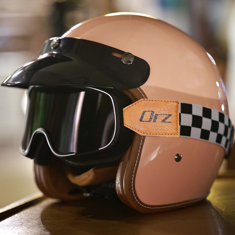 ORZ Motorcycle Helmet Men and Women 3/4 Harley Retro Helmet Four Season
