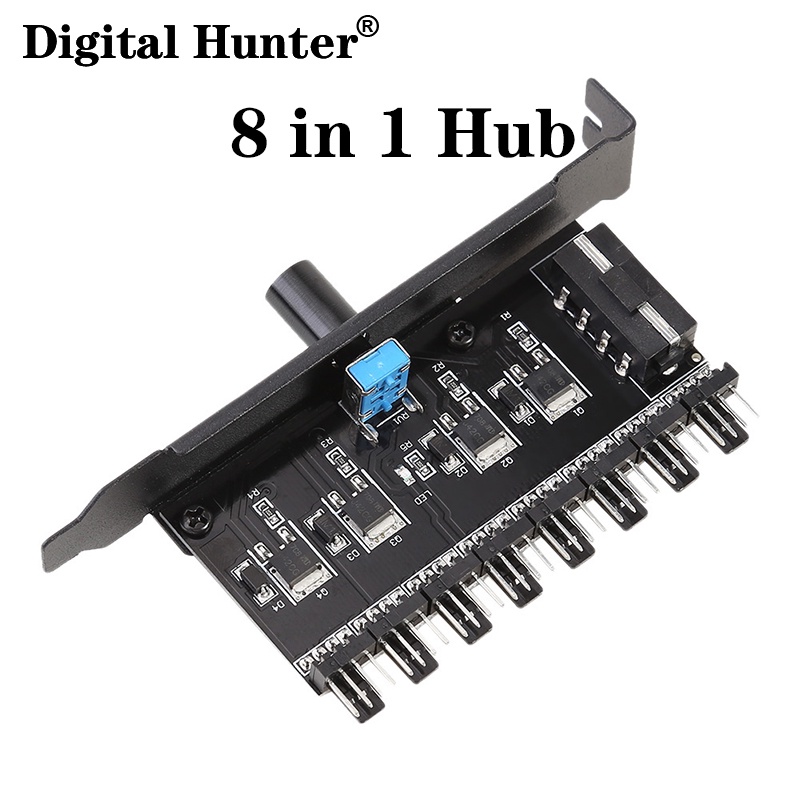8 in 1 Fan 4 Pin PWM Cooler Fan HUB Splitter Extension Power Supply ...