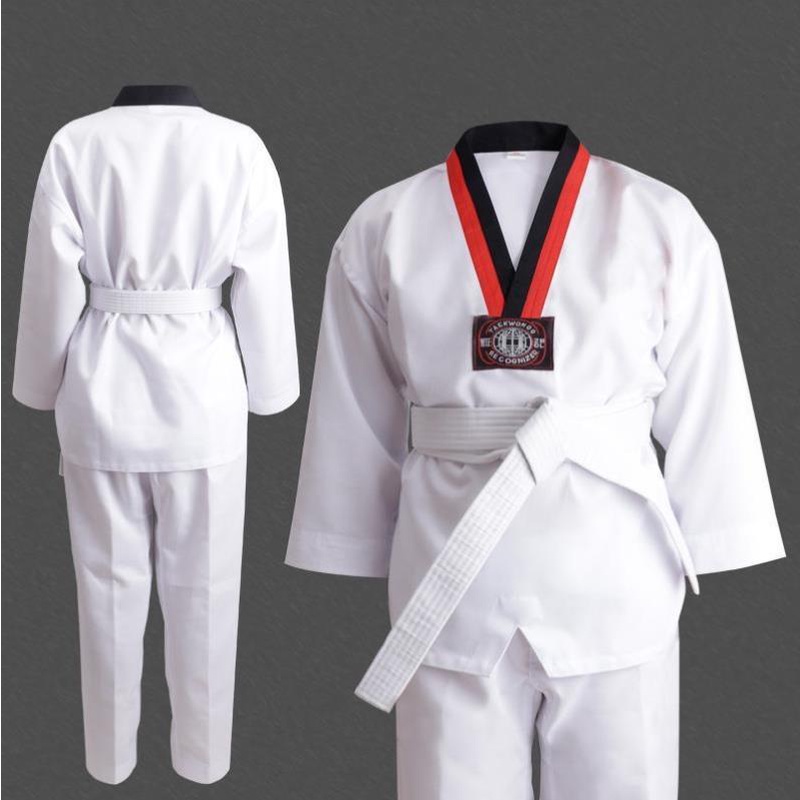 Taekwondo VNeck White Uniform For Adults And Children With Belt