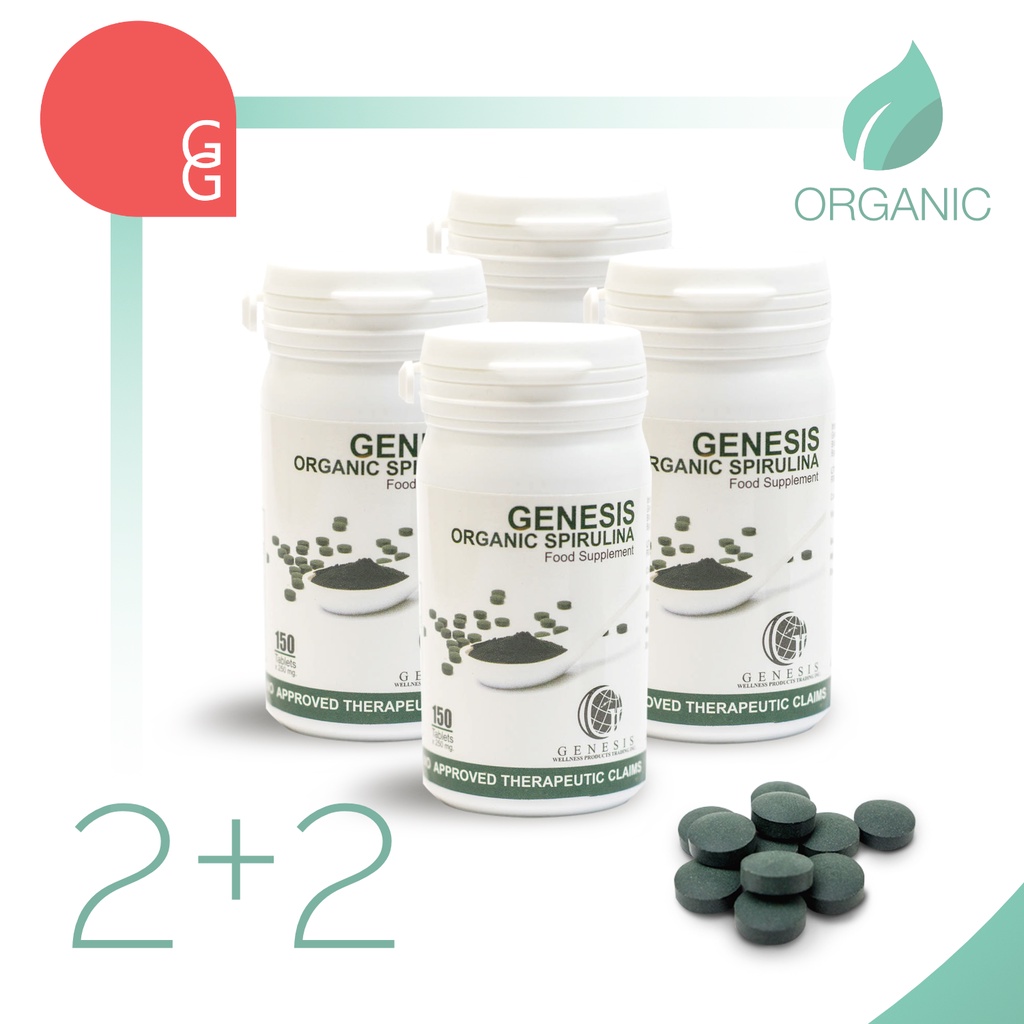 2 + 2 Genesis Spirulina 150 Tablets Super Food with Immunity Booster