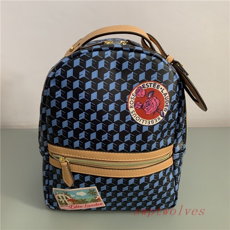 Counter Gift Estee Lauder 2021 Spring Blue Printed Backpack Fashion Casual Trendy