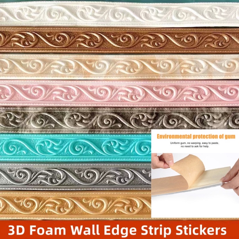 3D Wall Trim Line Skirting Border Self Adhesive Waterproof Baseboard ...