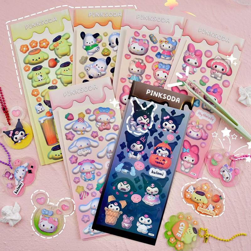 Sanrio mymelody Kuromi Cinnamoroll Cute 3D Animal Graffiti Stickers