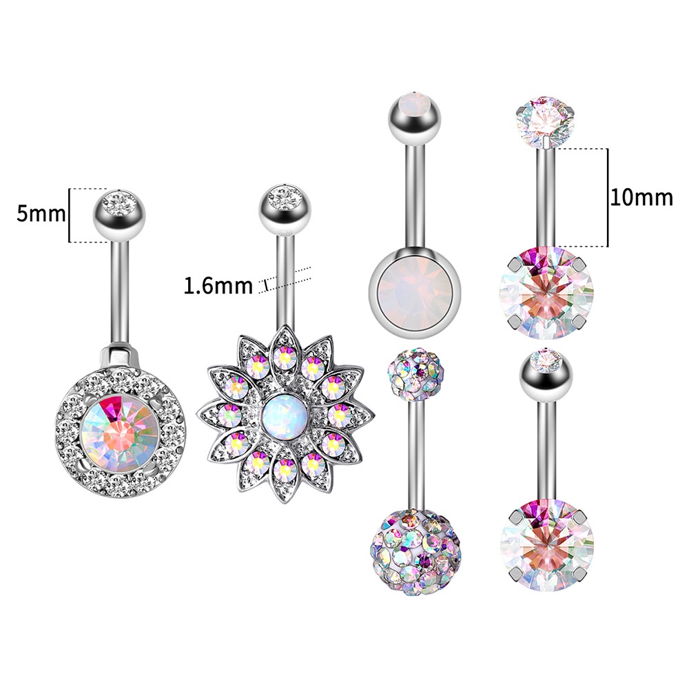 14G Stainless Steel Belly Button Rings Girls Navel Rings Barbell Marble