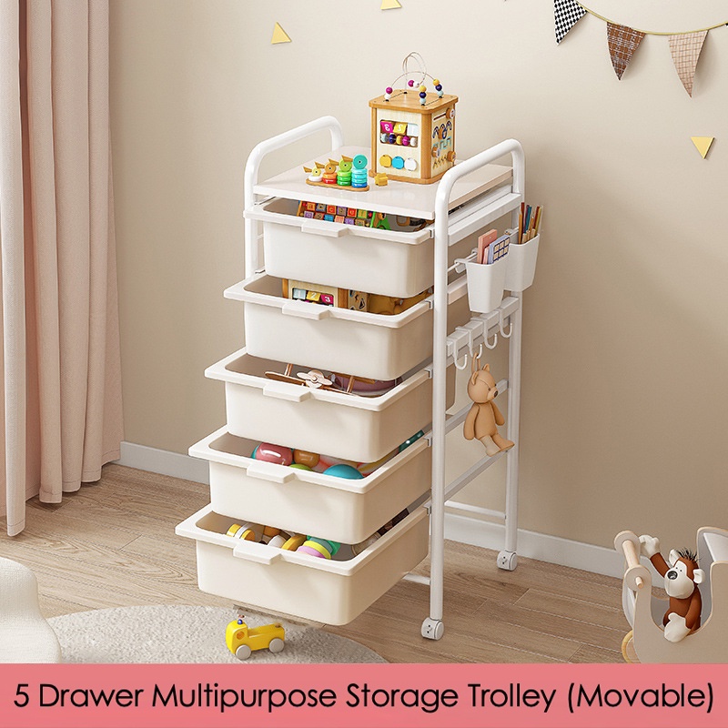 Dailyhome 5 Layer White Trolley Drawer Storage Nursery Storage Utility