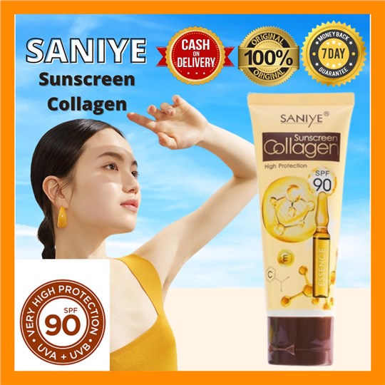 100 Original Saniye Sunscreen Collagen Sun Protection And Whitening Sunblock Face Cream Spf 90