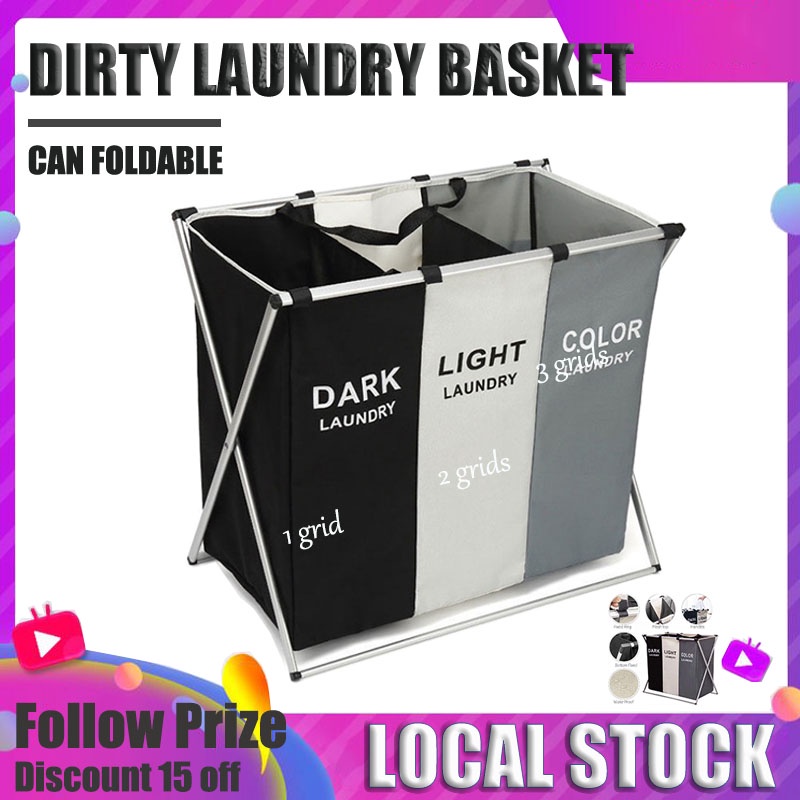 1/2/3 grids Waterproof Dirty Clothes Laundry wash Basket Hamper Sorter