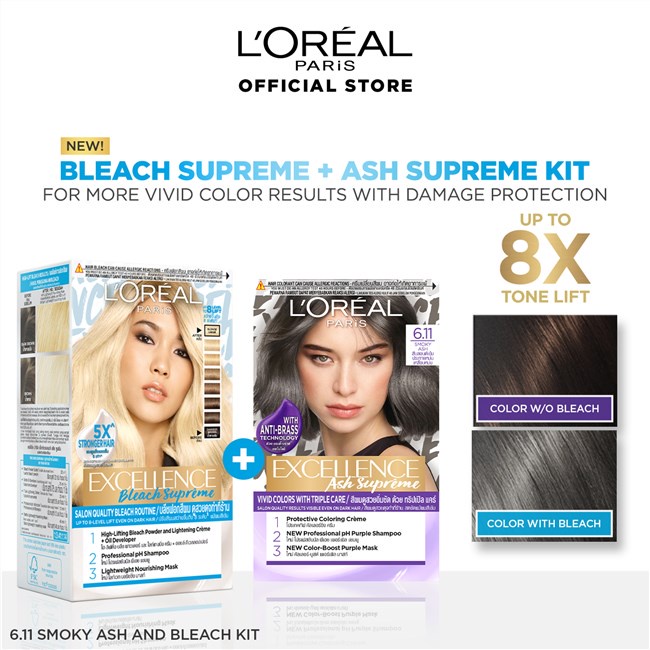 LOreal Paris Excellence Bleach Supreme and Ash Supreme Ultimate Lift Kit Bleaching Set Hair