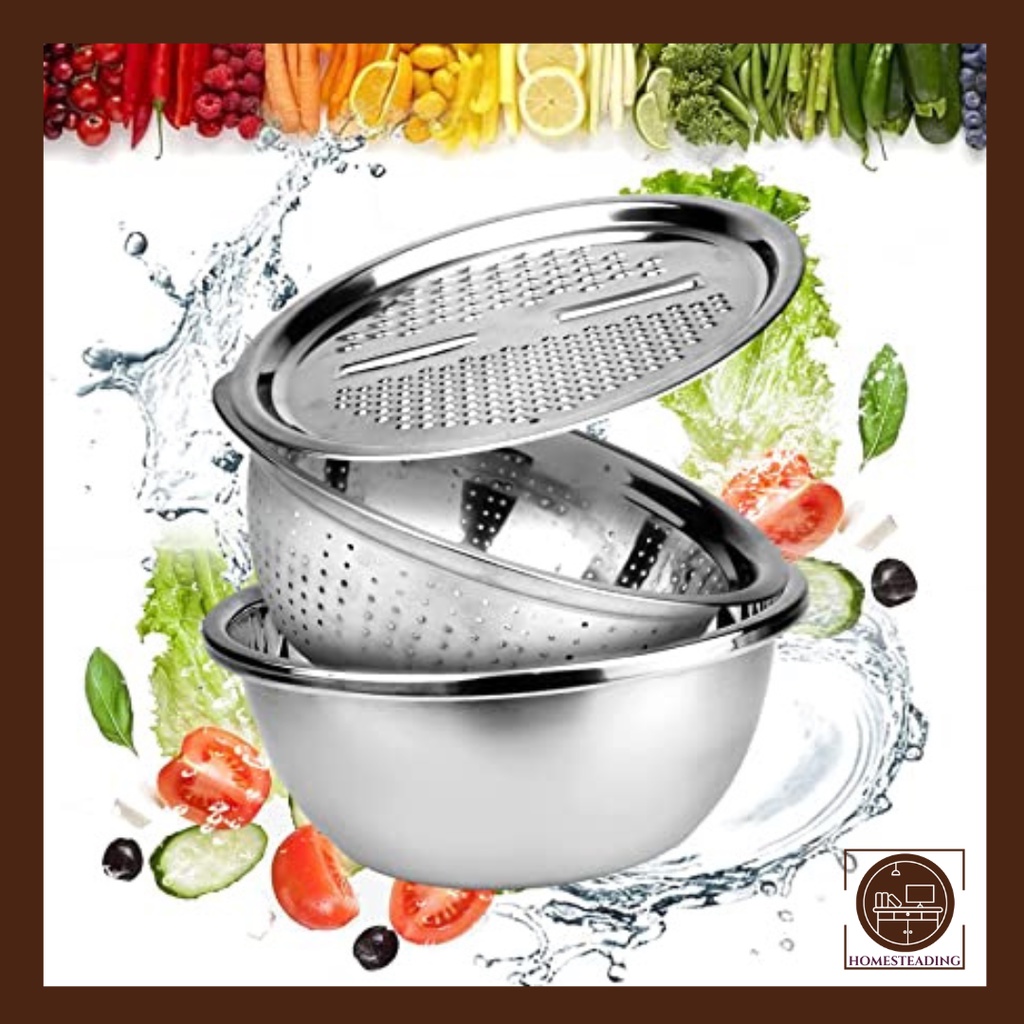 Multifunction Stainless Steel Basin Grater Slicer Wash Drain