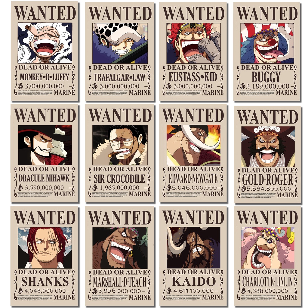 New Bounty One Piece Yonko Wanted Poster Shopee Philippines