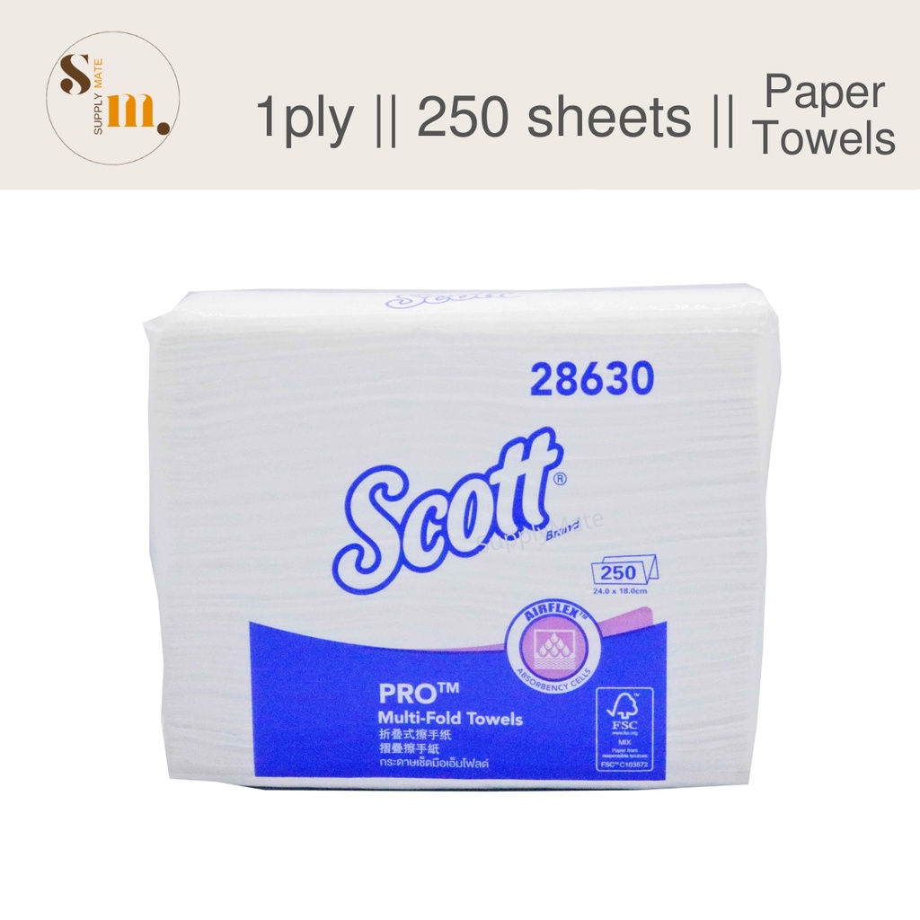 Scott Multi Fold Paper Towels 180mm x 250 sheets (28630) Shopee