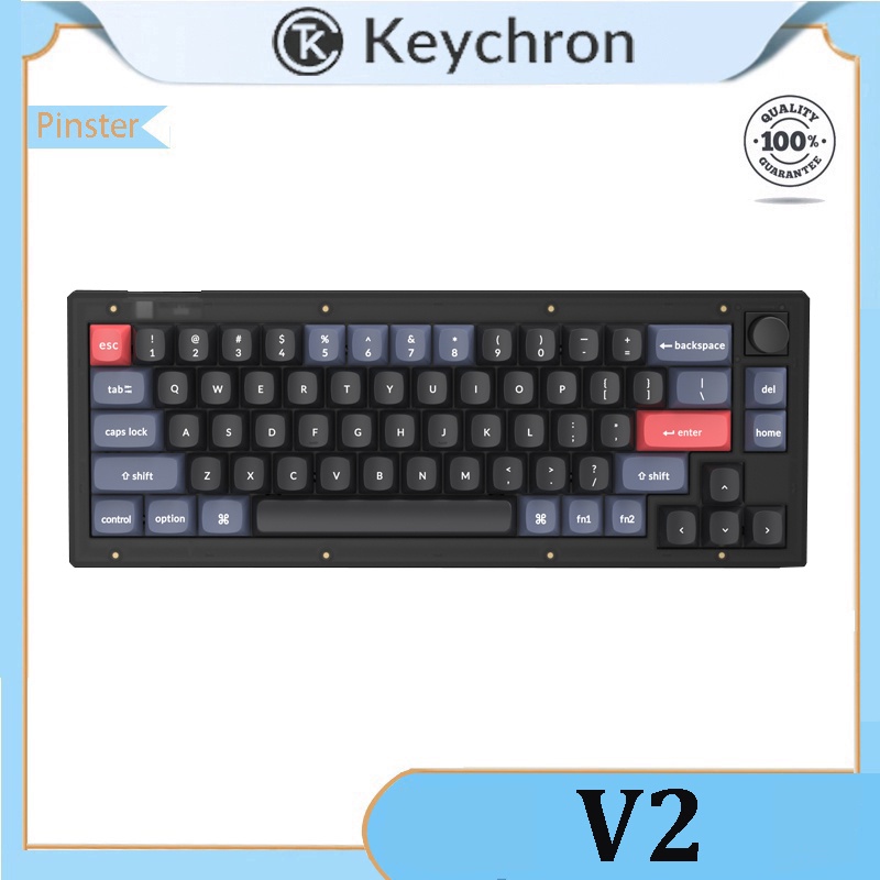 Keychron V2 black transparent volume knob 65% wired mechanical keyboard