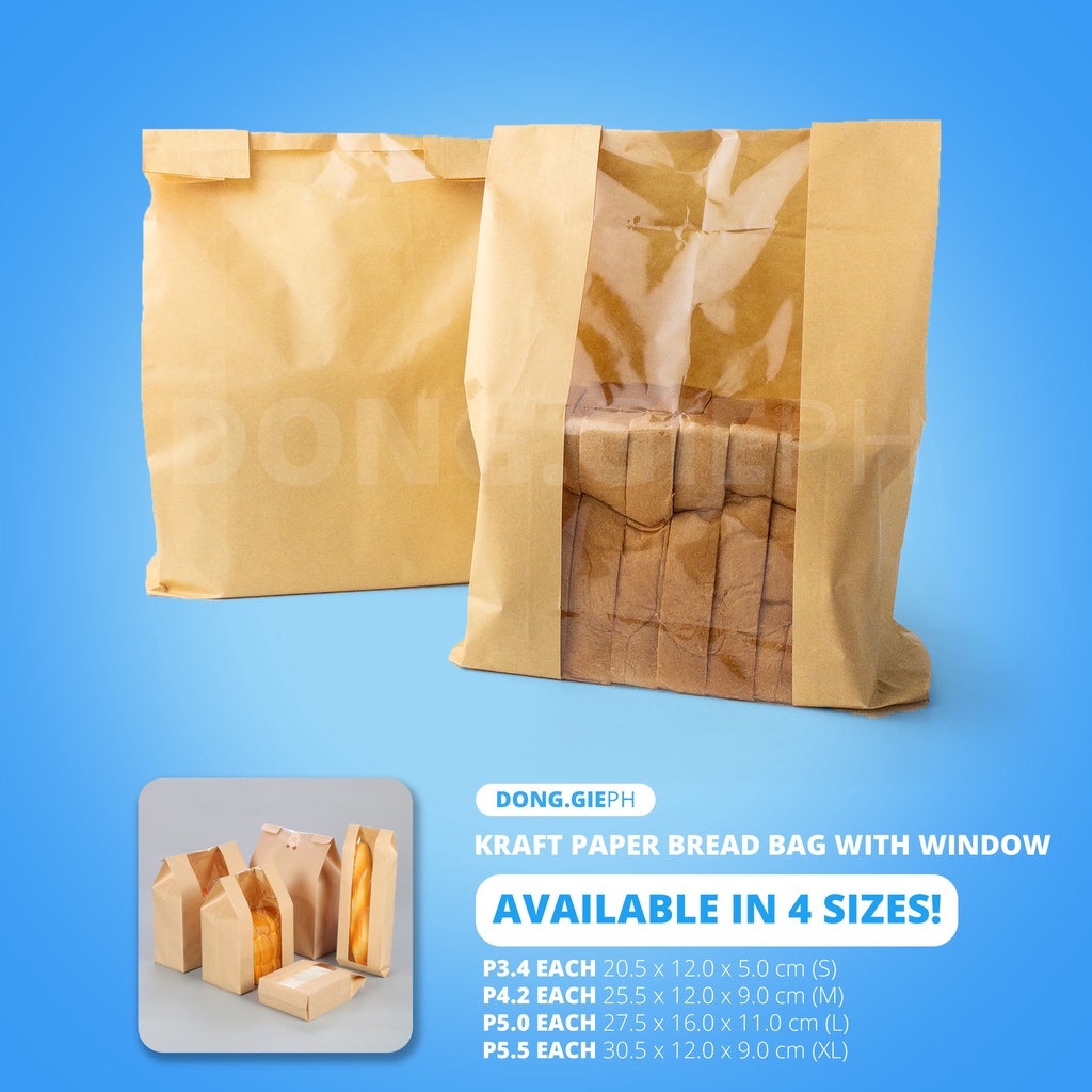 25/50 PCS] Kraft Bread Paper Bag with Window Shopee Philippines