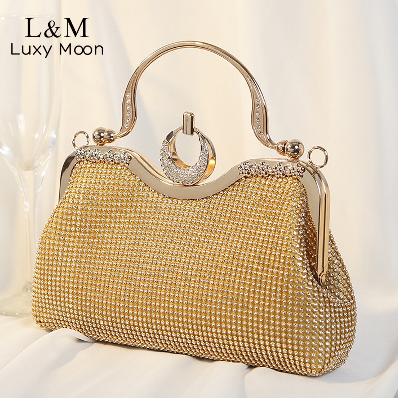 Women Diamond Clutch Bag Designer Luxury Wedding Bag Gold Silver