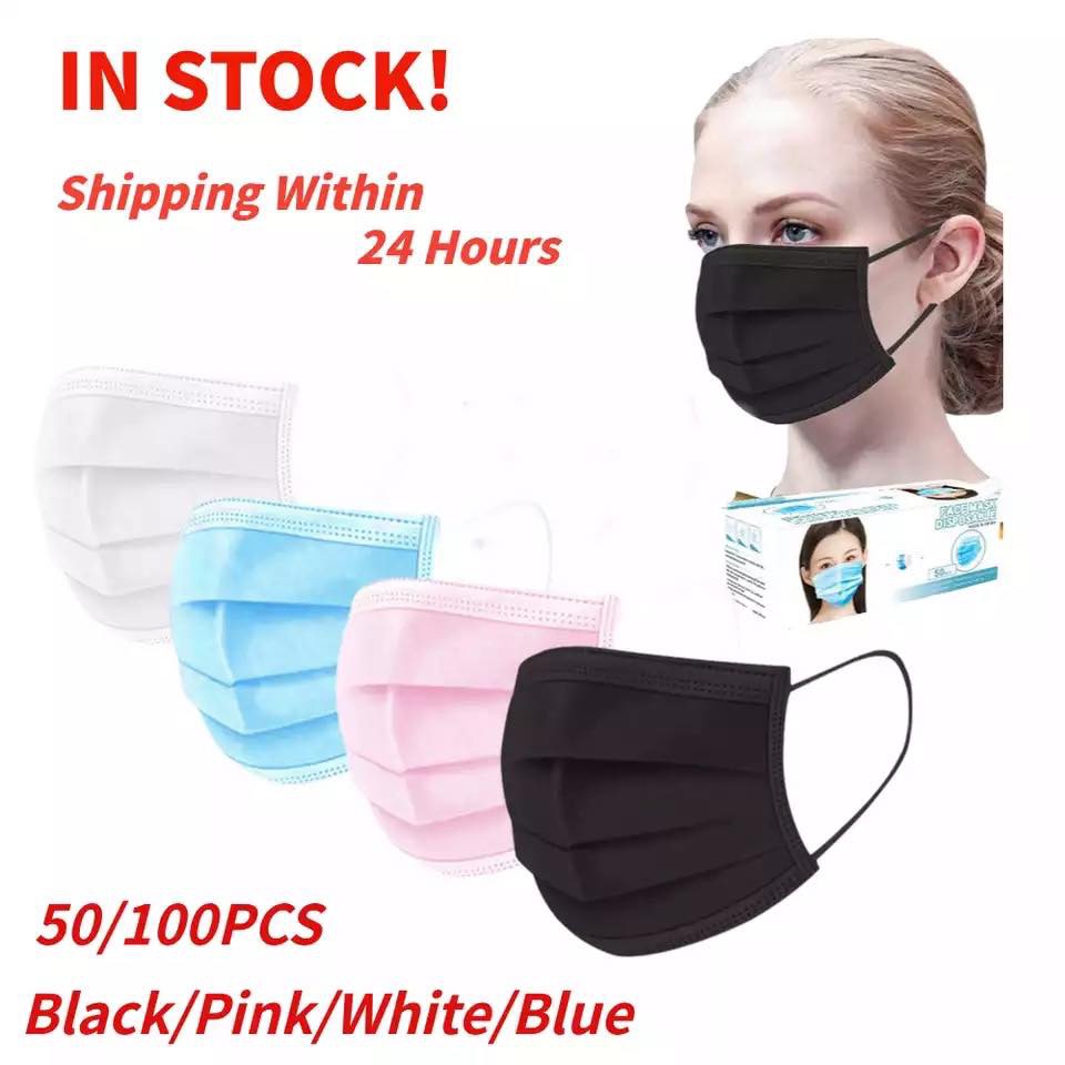 50pcs Face Mask Black 3 Ply With Earloop Surgical Original 3ply Excellent Quality 50pcs 4843