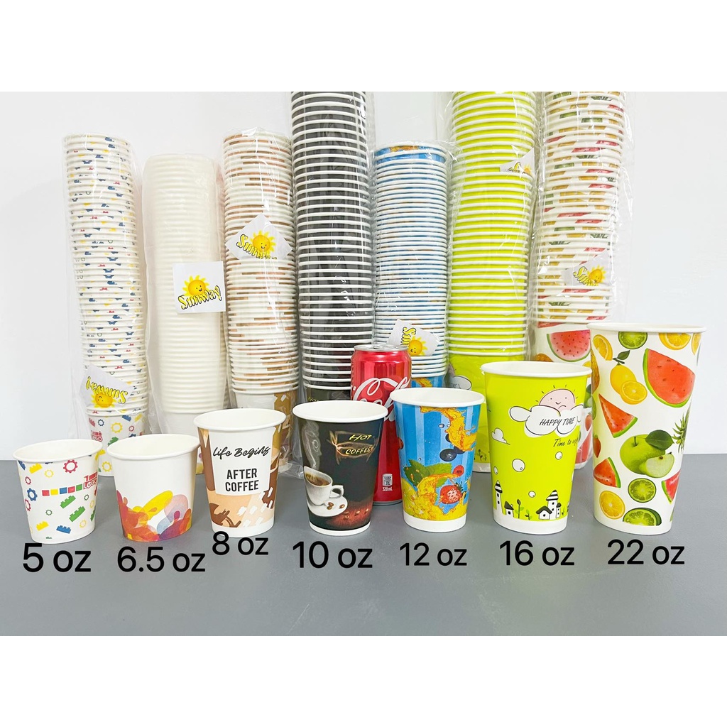 50pcs hot coldDISPOSABLE PRINTED PAPER CUPS WITHOUT LIDS paper cup ...