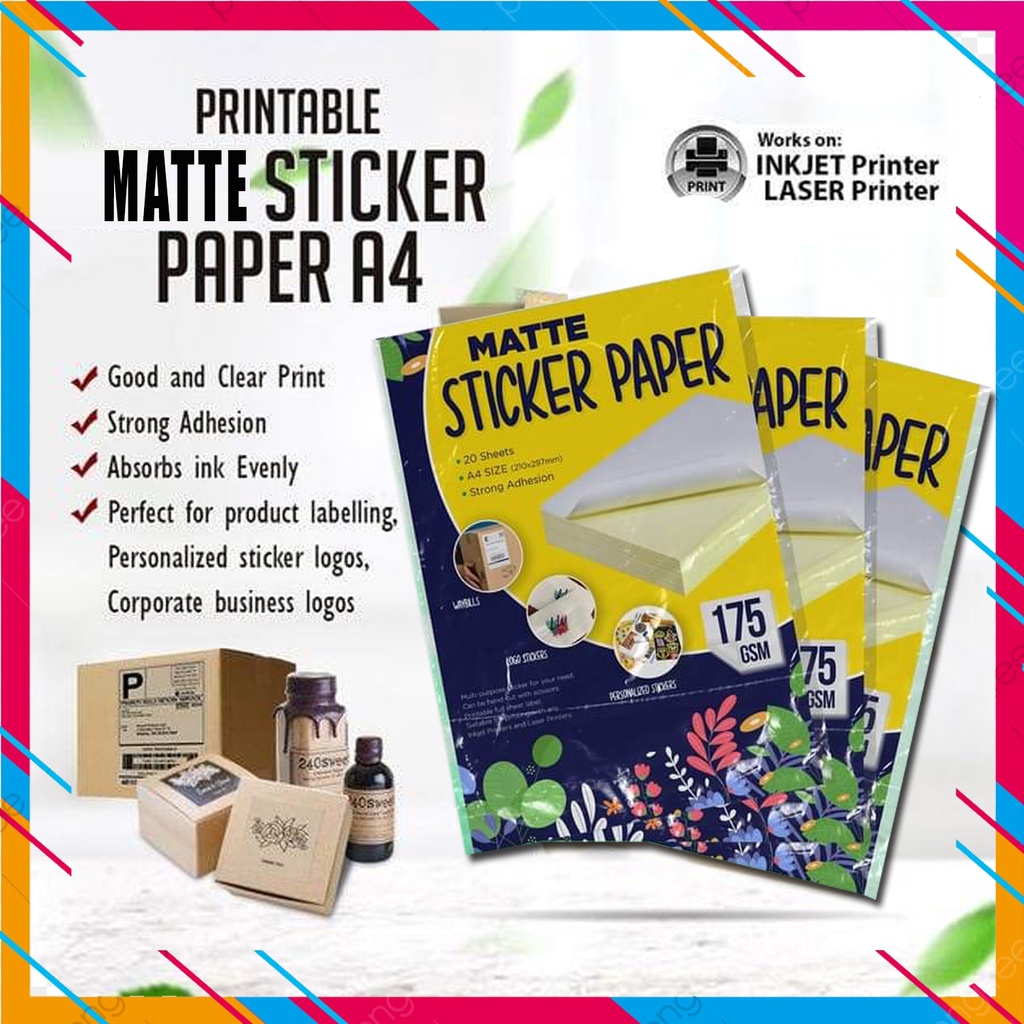 PRINTABLE MATTE STICKER PAPER a4 size | Shopee Philippines