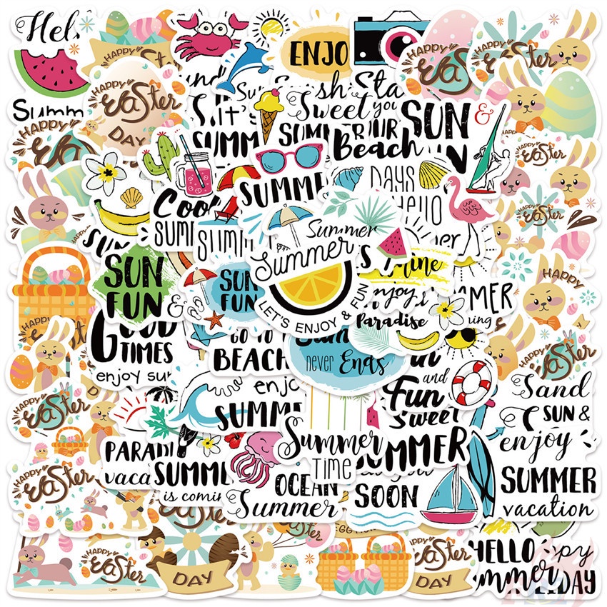 Summer Beach Travel Slang Series 01 Stickers 55pcsset Diy Fashion Waterproof Doodle Decals 2273