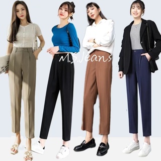 Ginza6 Korean high waist pants for women casual crop straight suit