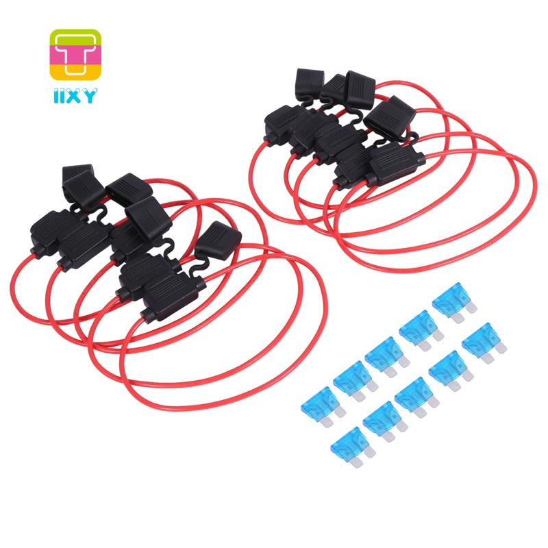 Inline Fuse Holder ATC/ATO Addacircuit Car Fuse Holder 10 Pack Fuse TAP Adapter 16 Gauge 20AMP