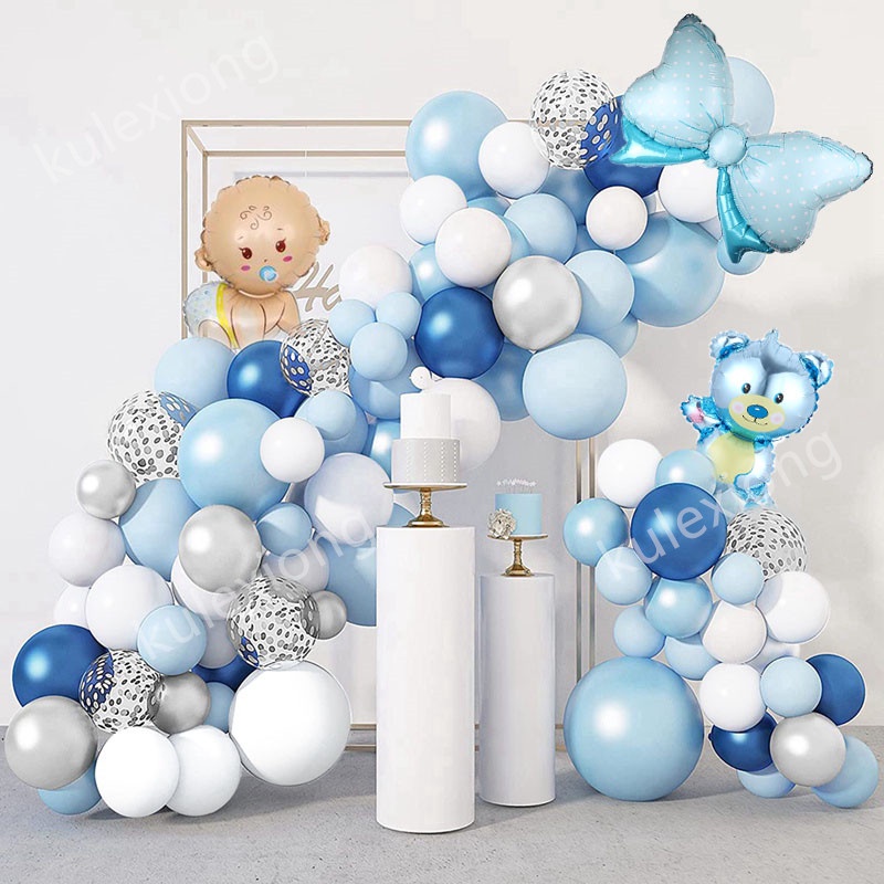 1 Set Happy Christening Party Decoration Balloon Arch Garland Kit Blue