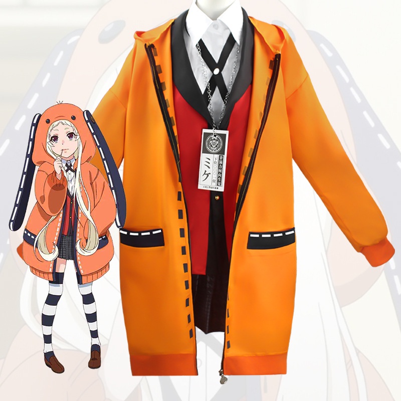 `Anime Kakegurui Cosplay Yomoduki Runa Yumeko Jabami Orange Hoodie Coat ...