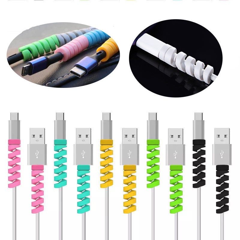 Spiral Cable protector Data Line Silicone Bobbin winder Protective ...