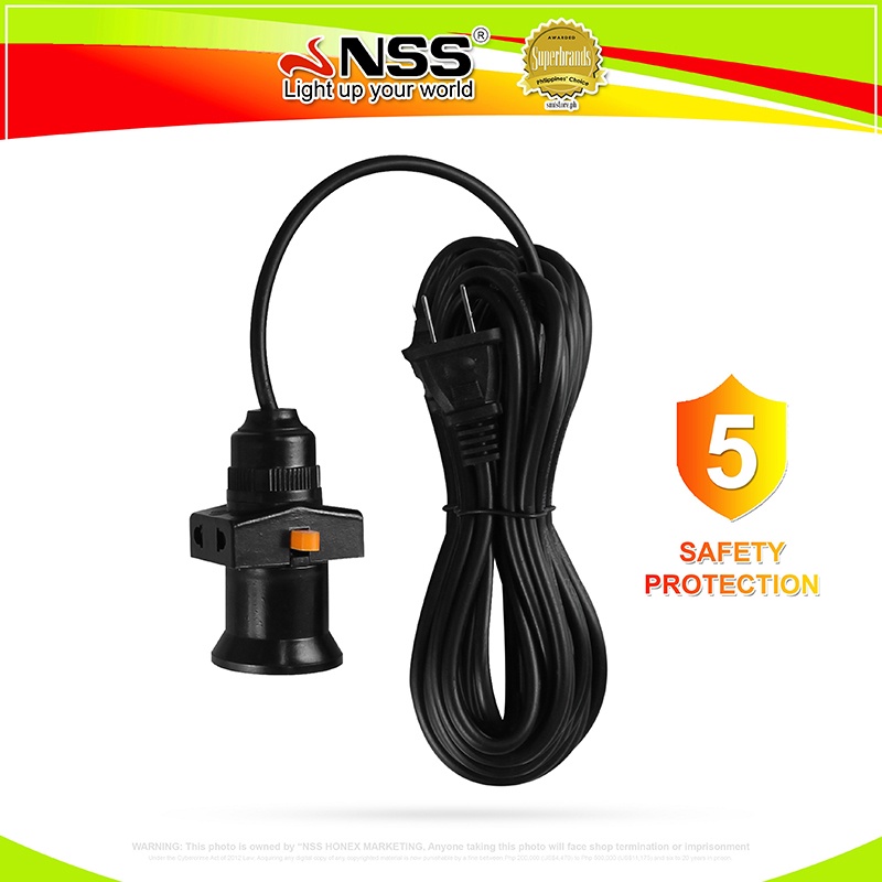 NSS E27 LED Light Socket Extension Cord Power Plug Bulb Lantern Cord